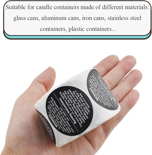 Miniatura 29 de HAHIYO 500 calcomanías de advertencia de velas circulares negras de 1 pulgada, etiquetas de seguridad para derretir cera para hacer velas