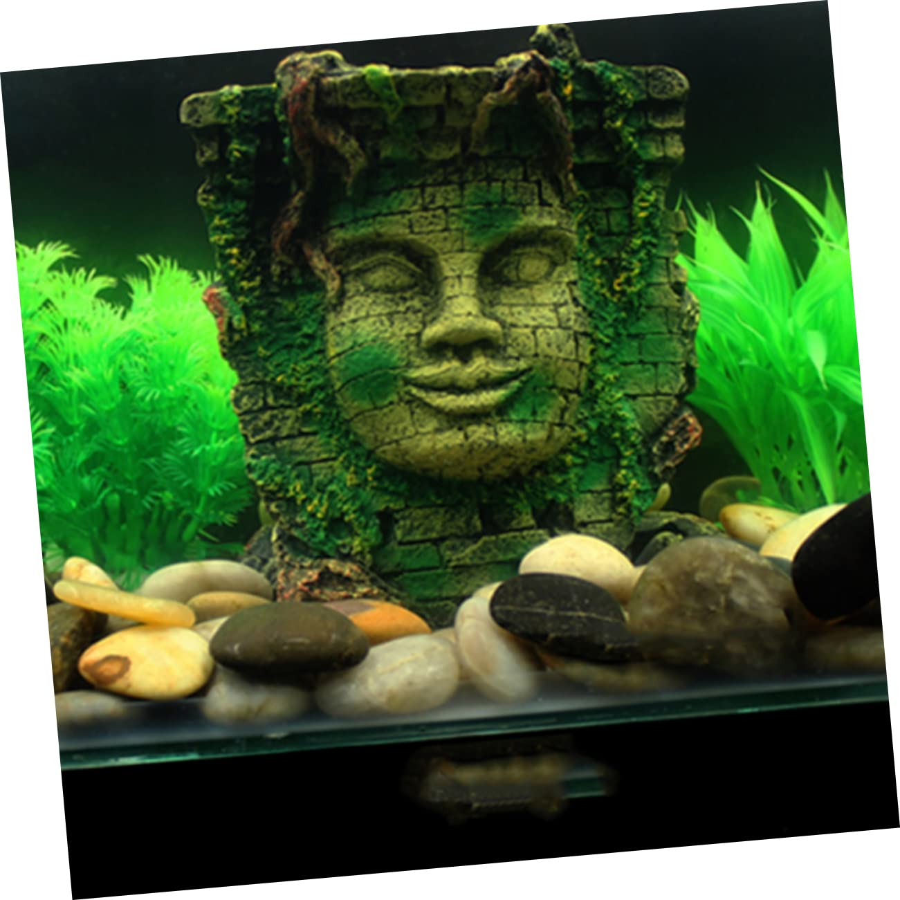 Aquarium Ornament aus Kunstharz, Maya Porträt, Wasserpflanzen Deko, 1 Stück