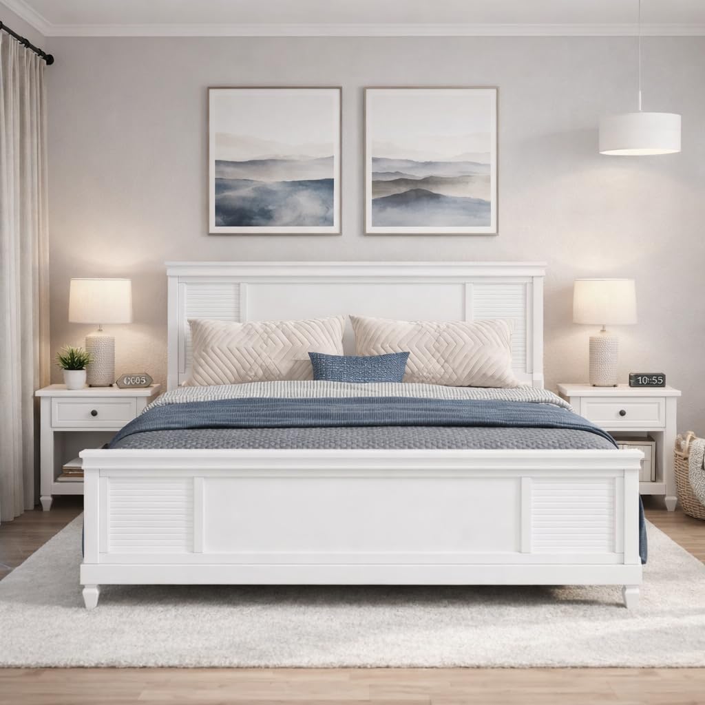 Photo 1 of (INCOMPLETE SET) Christopher Knight Home Todie King Bed Frame White