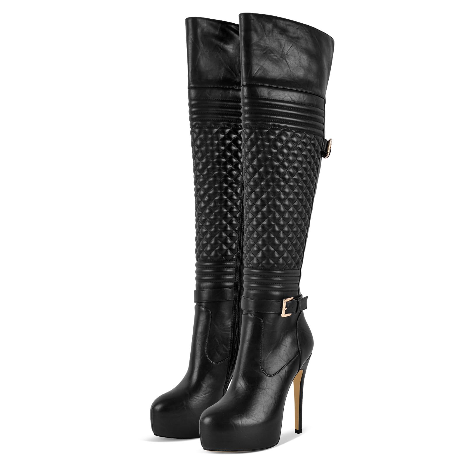 Richealnana Womens Platform Wide Calf Over The Knee Long Boots Stiletto High Heel Tall Boots