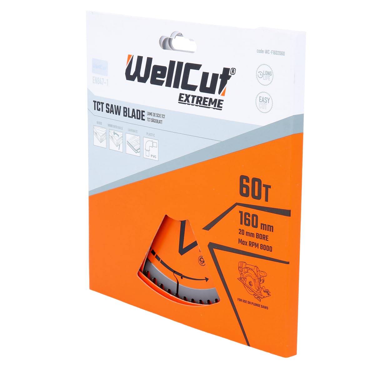 WellCut TCT Lot de 10 lames de scie 160 mm x 60 dents x 20 mm pour Festool