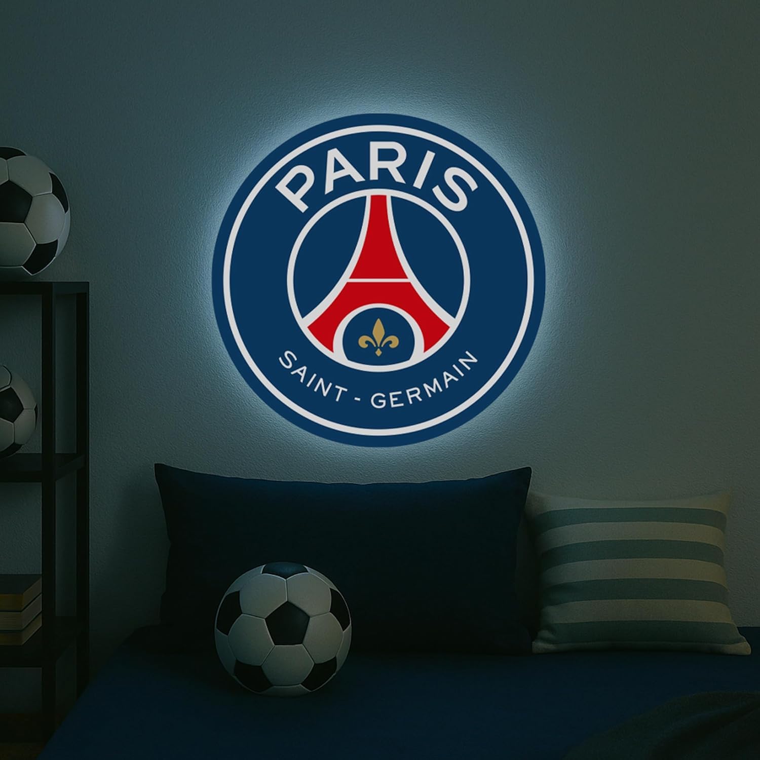 Themed Blason PSG LED Rétroéclairé – Wallpop Lumineux