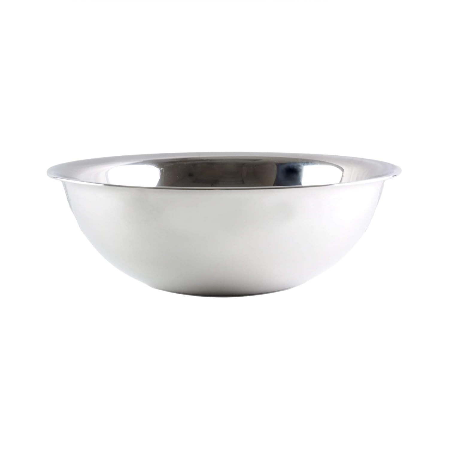 Thunder Group SLMB206 Mixing Bowl, 8 Quart, Curved Lip, Flat Bottom, Heavy Duty, 22 Gauge/0.8mm Stainless Steel, Mirror Finish, Pack of 12
