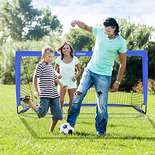 femor Portable Soccer Goal Nets, 6\' x 3\' Fold-Up Soccer Target Goal with Carrying Bag for Kids and Teens, Backyard Games and Practice, Set of 2 - Thumbnail 5