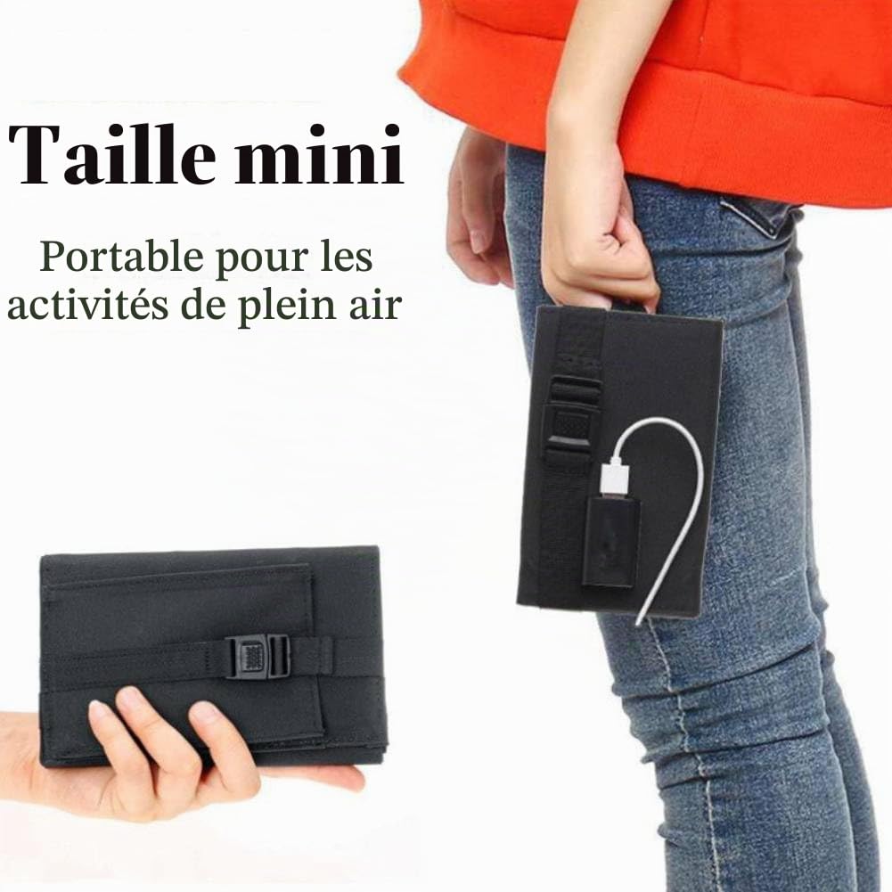 Tyenaza Panneau solaire USB de 20 W, chargeur de cellules solaires polycristallines portables pliables résistant à l'eau, pour randonnée, camping, trekking, téléphones, appareils photo, ventilateurs