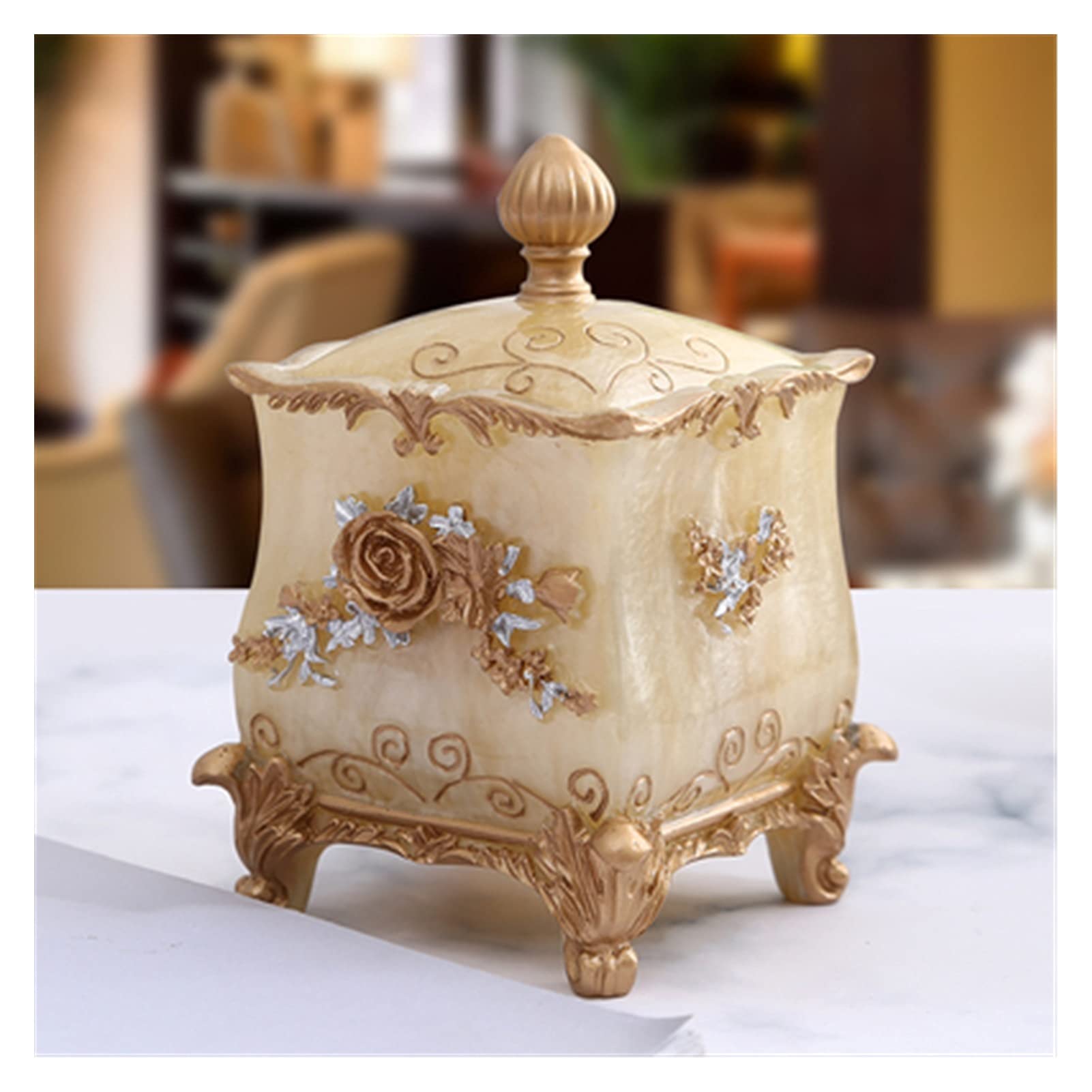 GHKsdgET toothpick holder, Resin Cotton Swab Household Toothpick Holder Cosmetic Sheet Storage Box Double Compart