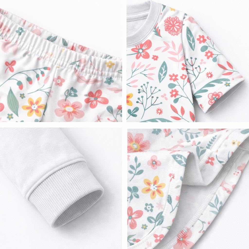 BenBen Kids Toddler Girl Pajamas Pj Set Long Sleeve Sleepwear Loungewear Soft & Comfort 3-Pack - Size 2Y to 10Y