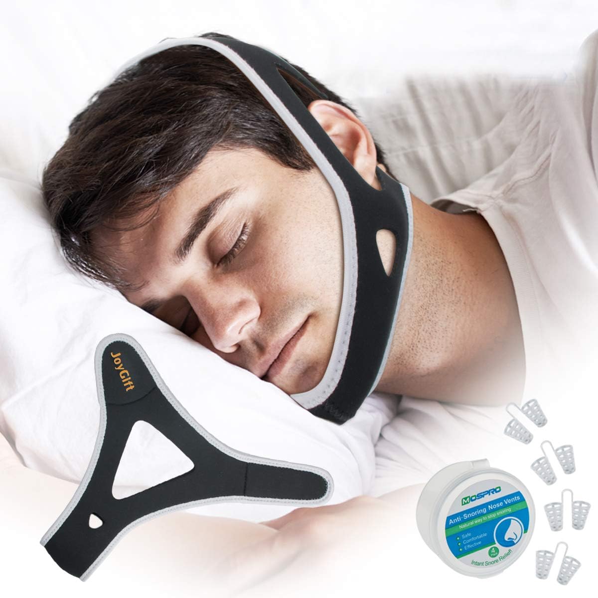 Anti Snoring Chin Strap, Snoring Solution and Anti Snoring Devices, Snoring Chin Strap for Sleep, Adjustable and Flexible Snore Chin Strap for Sleeping, Stop Snoring Devices for Men Women Kids