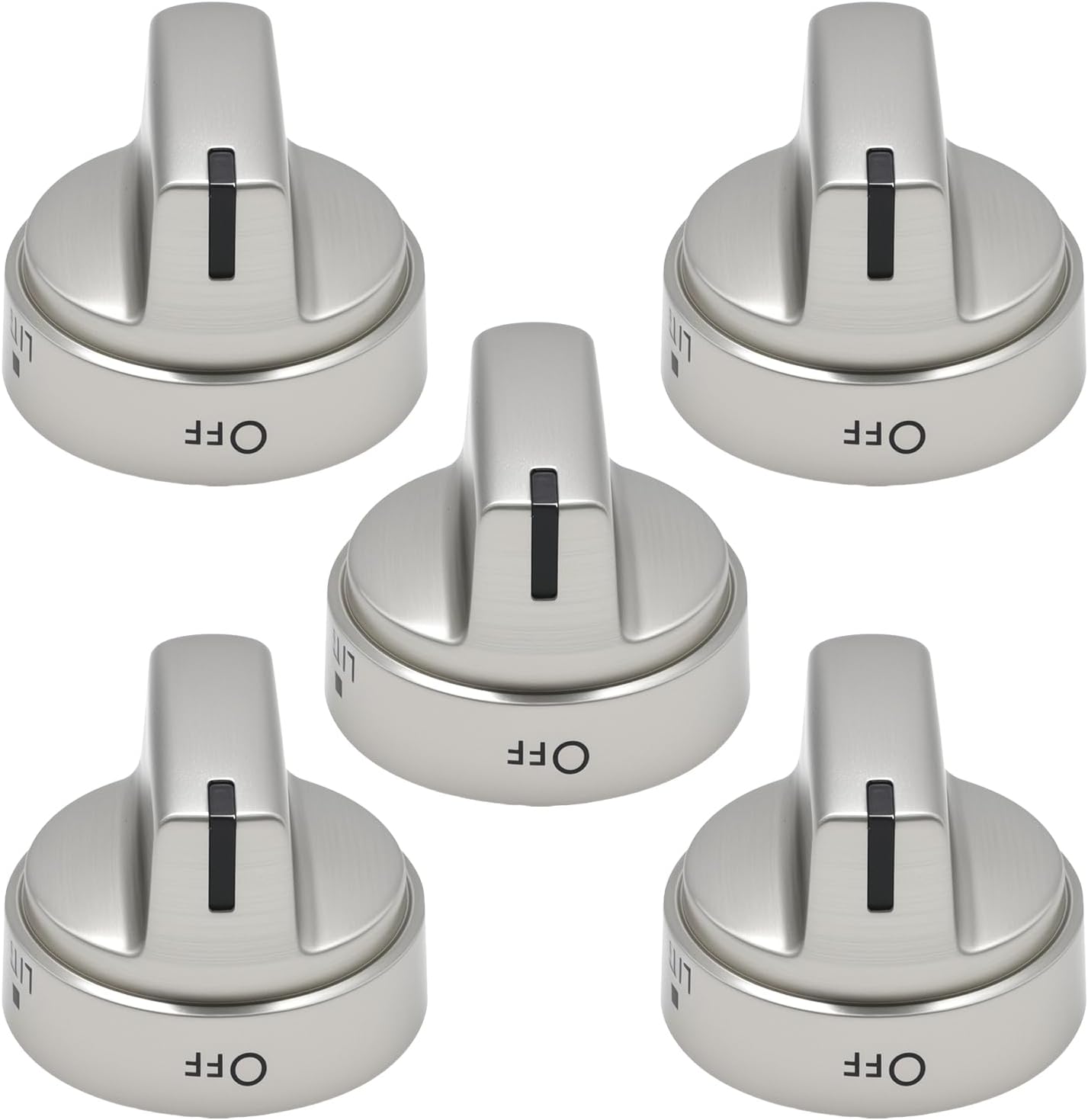 Hoypeyfiy 5Pcs WB03X24818 Gas Stove Knobs, Replacement for GE Range Cooktop Oven Knob JGB700SEJ4SS JGB735SP1SS, Surface Burner Control Knob Replaces AP5989029 PS11729081
