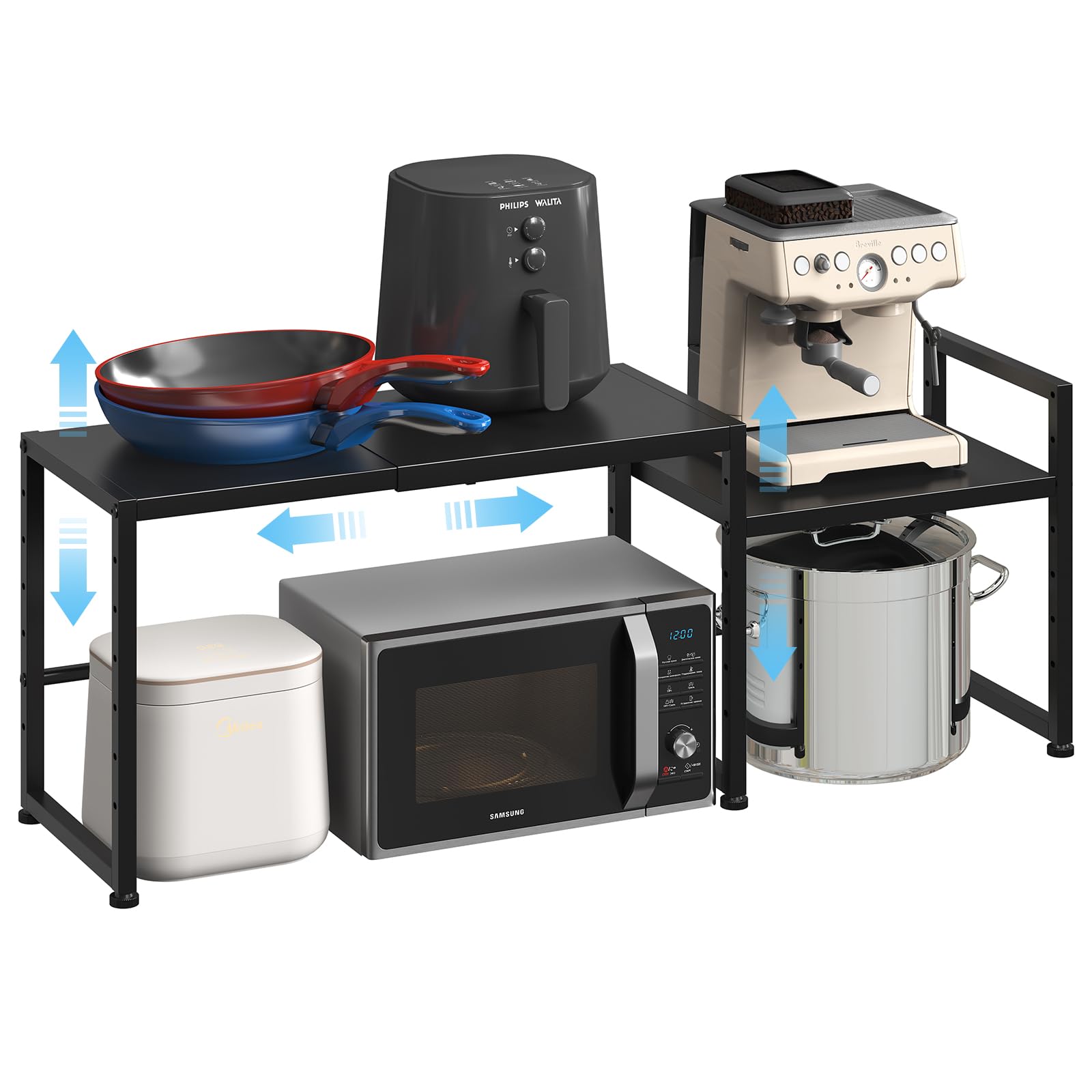 44.3 Inches Expandable Metal Storage Shelves,150LBS Heavy Duty Shelving Units and Storage For Appliance,Adjustable Utility Organization and Storage