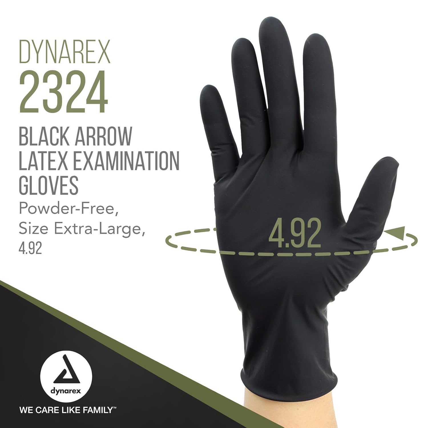 Dynarex Black Arrow Disposable Latex Exam Gloves, Powder-Free, For Healthcare, Law Enforcement, Tattoo, Salon or Spa, Black, 10 Boxes of 100 (X-Large)