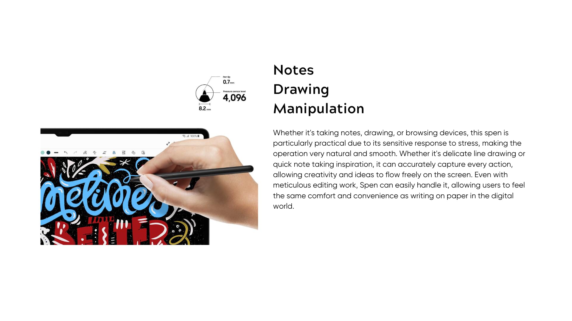 Galaxy Tab S10 S Pen (avec Bluetooth) Remplacement pour Samsung Galaxy Tab S10 Ultra, S10+/S10 Plus, S9 Ultra, S9+/S9 Plus, S9 Stylet + embouts
