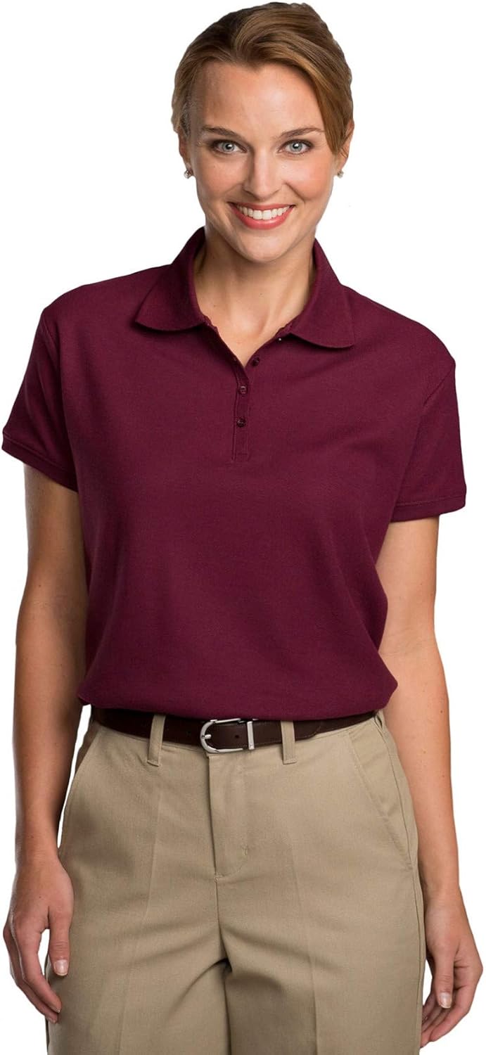 Averill's Sharper Uniform Pique Knit Skinny Placket School Uniform Shirts, Wine, Youth Small