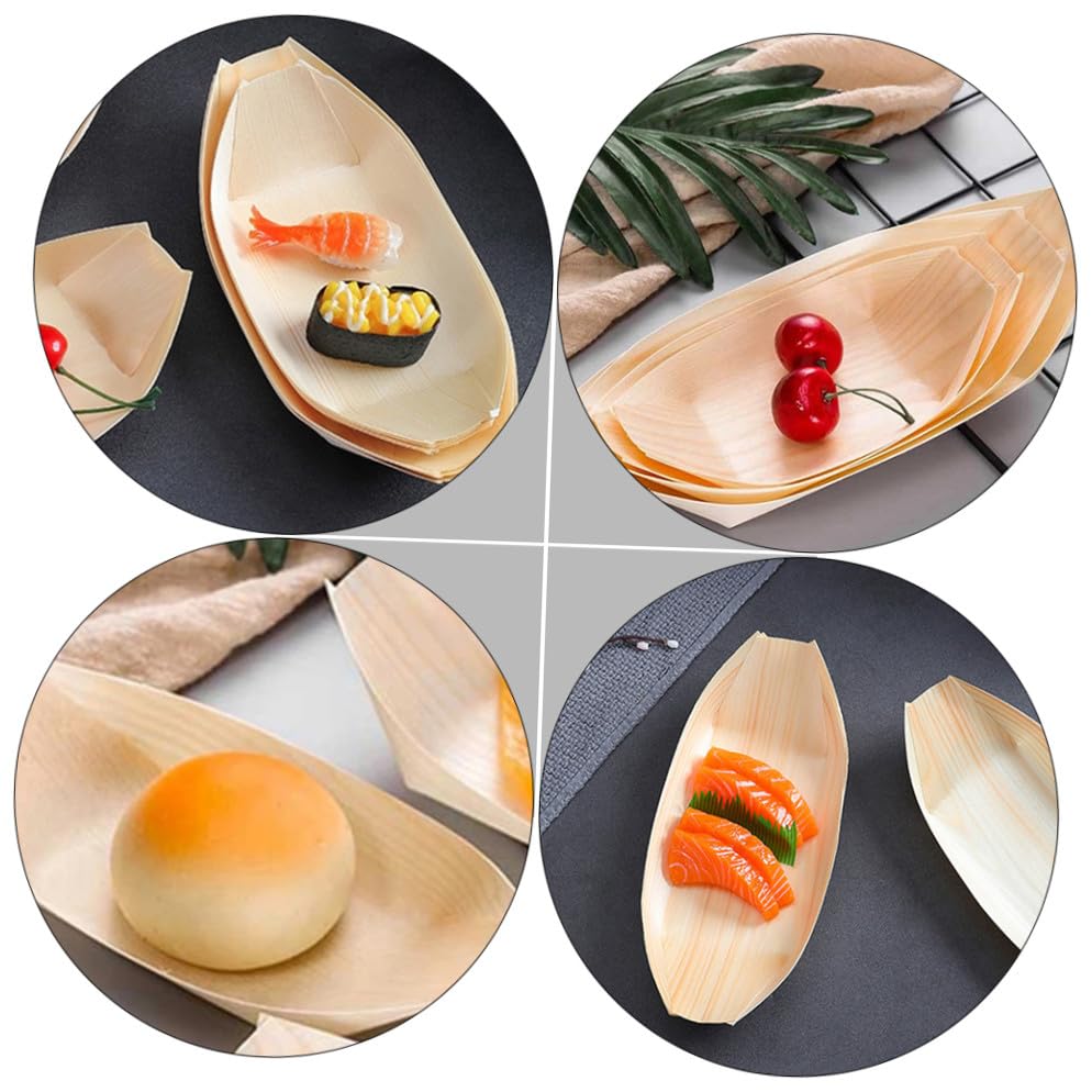 Platos desechables de madera forma barco x50 19.5cm miniatura 6
