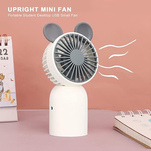Miniatura 2 de Luqeeg Mini ventilador de mano, ventilador de refrigeración portátil, lindo ventilador recargable USB de escritorio de dibujos animados, ventilador