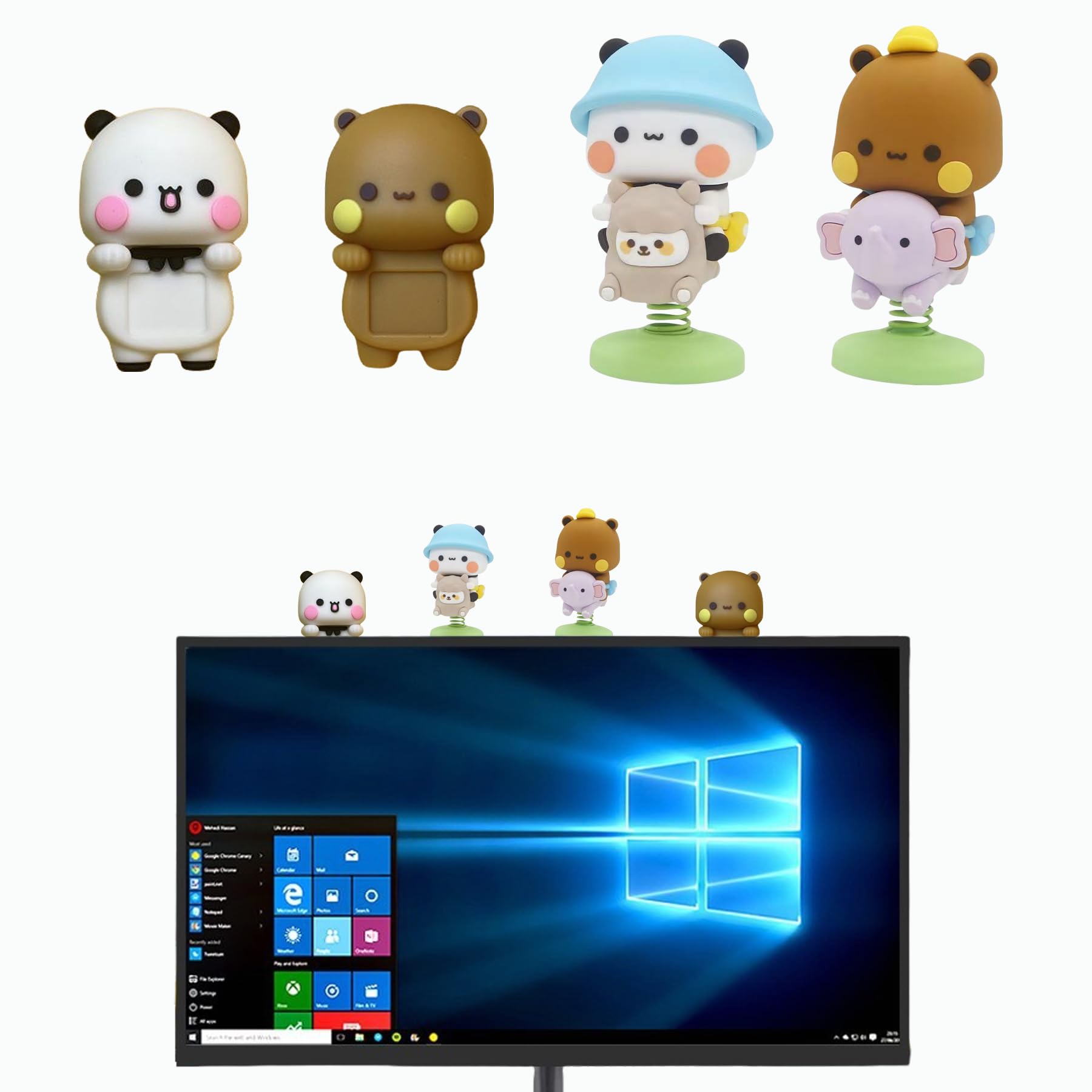 Figurines d'ours mignons de dessin animé pour briser la monotonie des écrans pc
