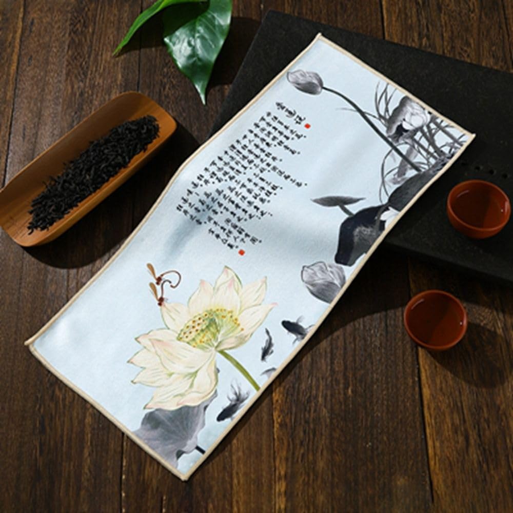 Thickened Painted Tea Cloth Tea Towel Chinese Painting Ancient Style Tea Ceremony Towel Tea Mat