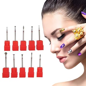 Nail Drill Bits Set, 10Pcs Carbide Nail Drill Nail Polish For Acrylic Gel Nails Cuticle Manicure Nail Burr For Nail Art Equipment Pedicure Wearable(Type A)