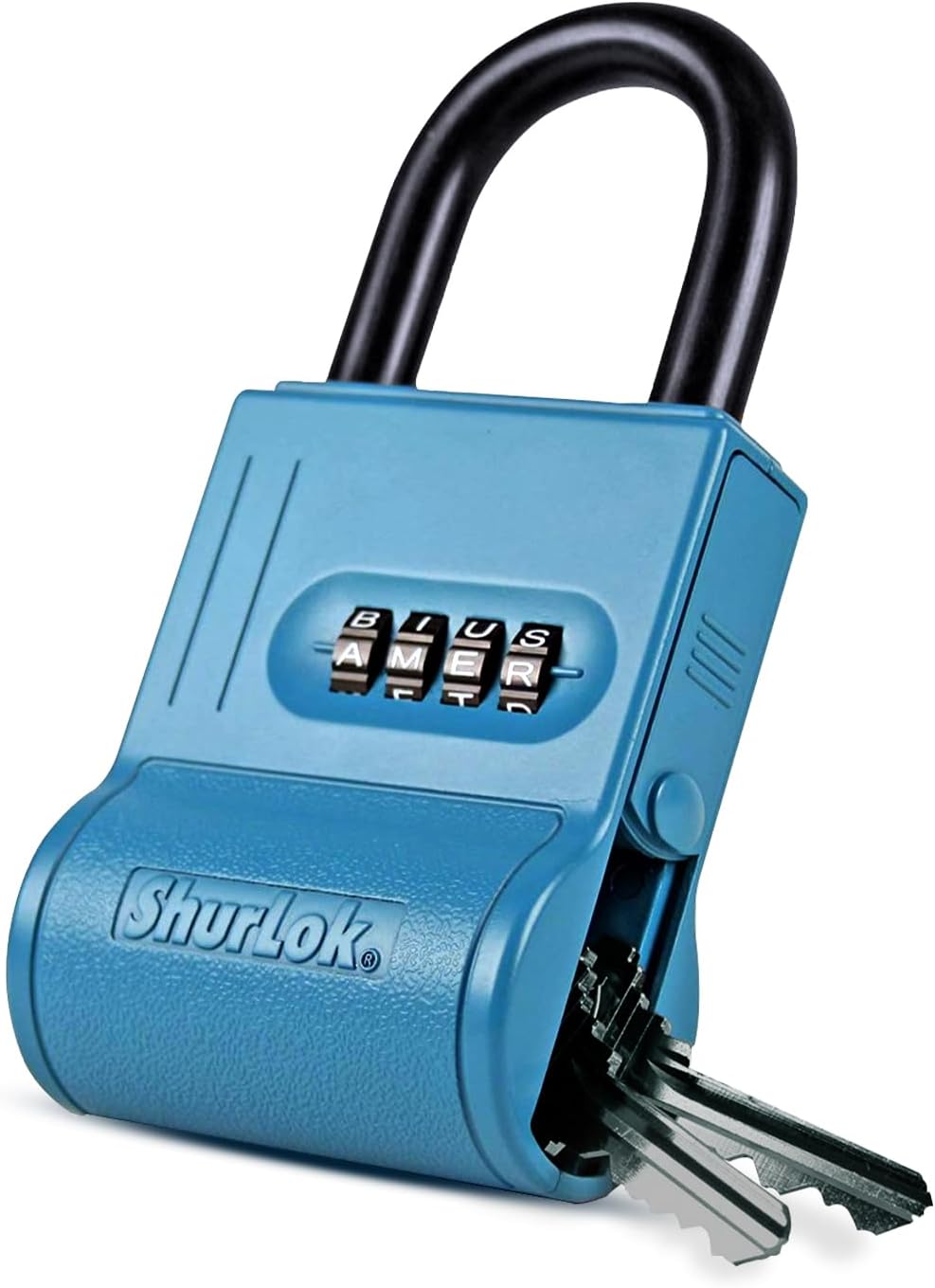SL-100W 4-Dial Numbered Key Storage Combination Lock Box, Blue, 5 3/4" x 9 1/2"