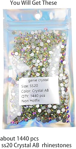 Vista 41 de Genie Crystal ss34 Red Glass Rhinestones 288 Pcs, 7.0 mm Big Light Siam Flatback Rhinestone, Diamond Cut Gems for Crafts, Face Mask, Makeup