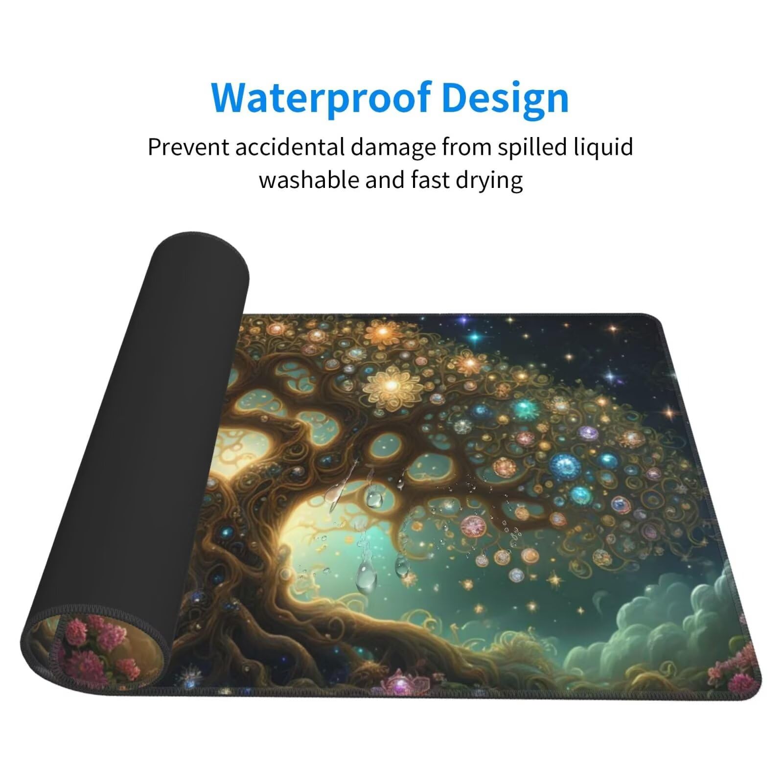 Tapis de Souris XXL 1200x600 mm, Couleur Tapis de Souris Arbre de la Vie Tapis Souris XXL 120 X 60 CM, Étanche sous Main Bureau à Bords Cousus, Mouse Pad avec Surface en Caoutchouc antidérapant U-97
