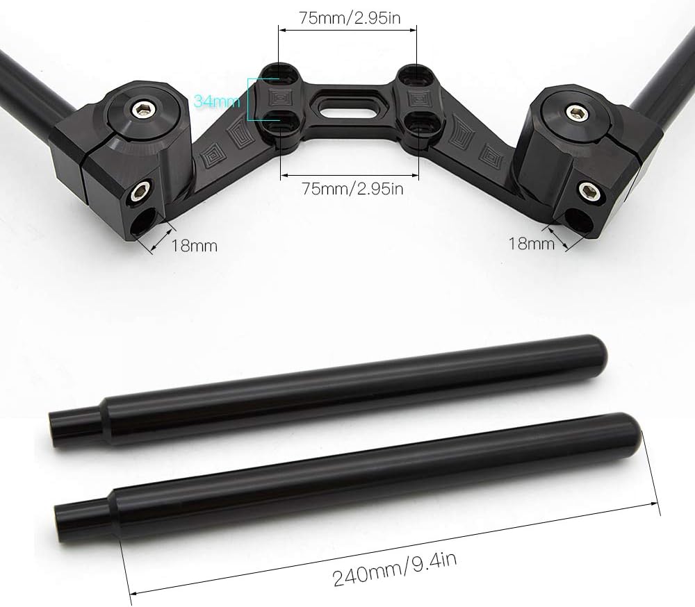 7/8" 22mm Universal Motorcycle Handlebar Tube + Lowering Triple Tree Front End Upper Top Clamp Set