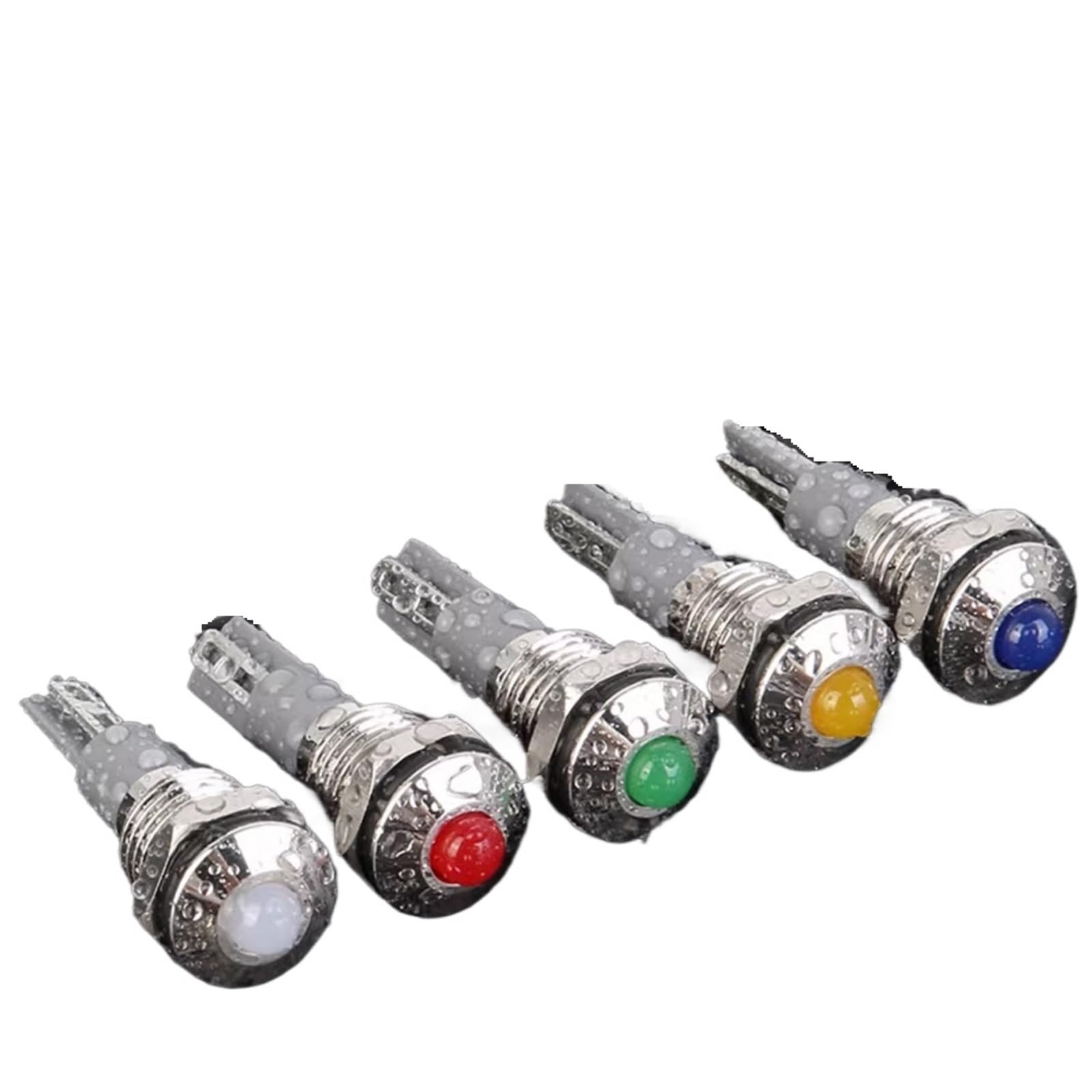 20 luces indicadoras LED de 10 mm CA/CC 3~220 V, lámpara de señal de superficie plana/esférico, IP65, resistente al agua.(Ball Green Light,220V)