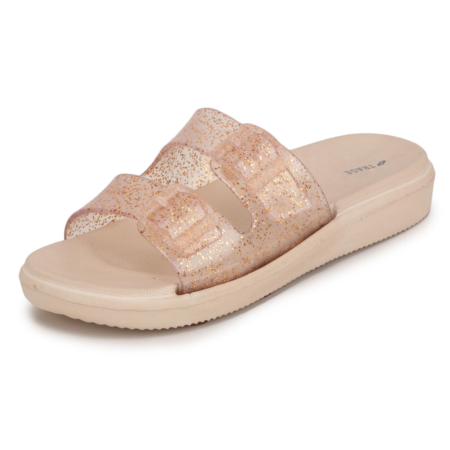 trase Women’s Glitter Slide Slippers| Double Strap Flat Slippers With Soft Cushioned Sole | Lightweight, Comfortable And Waterproof Slip-on Chappal | Stylish Daily And Casual Use Flip Flops-picture-41