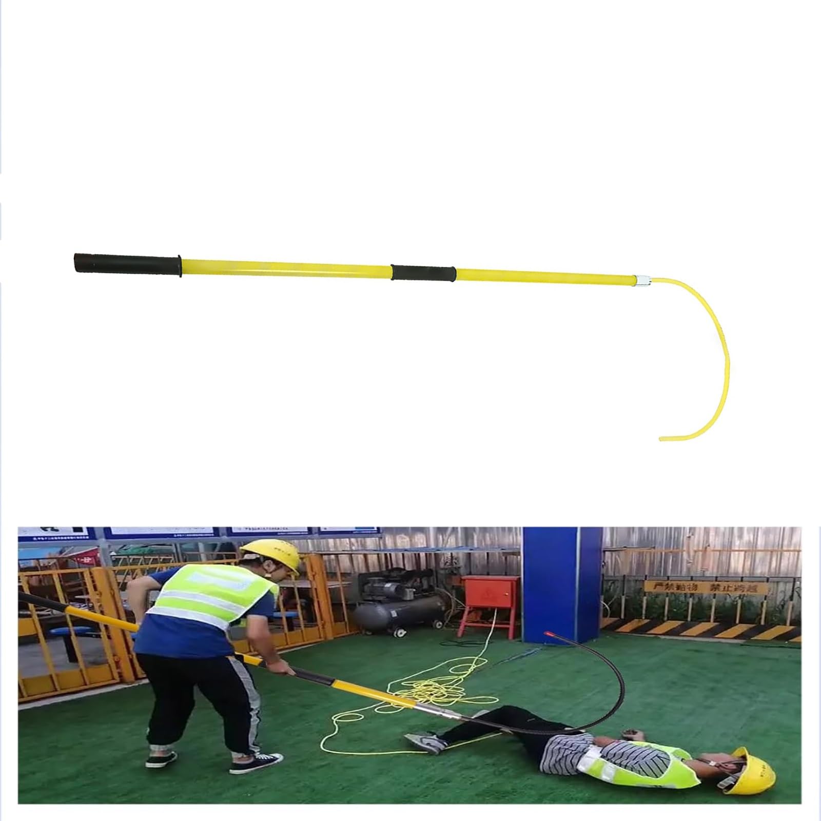 MSHGSKU Portable High Voltage Insulated Rescue Hook – Electrical Safety Tool for Electricians & Linemen, 1m/3.2ft Epoxy Insulated Pole for Automotive Repair and Rescue Operations