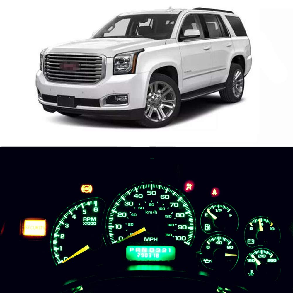 WLJHSuper Bright Green Dash Lights Instrument Cluster Panel Led Light Bulb Kit For Suburban Silverado Tahoe Yukon Sierra Gmc Chevy 1995-1999, Pack of 8