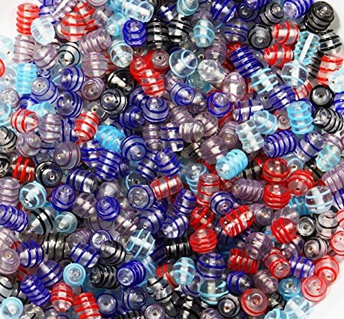 Glass Coil Beads 10-14mm 65pcs Assorted Loose Beads