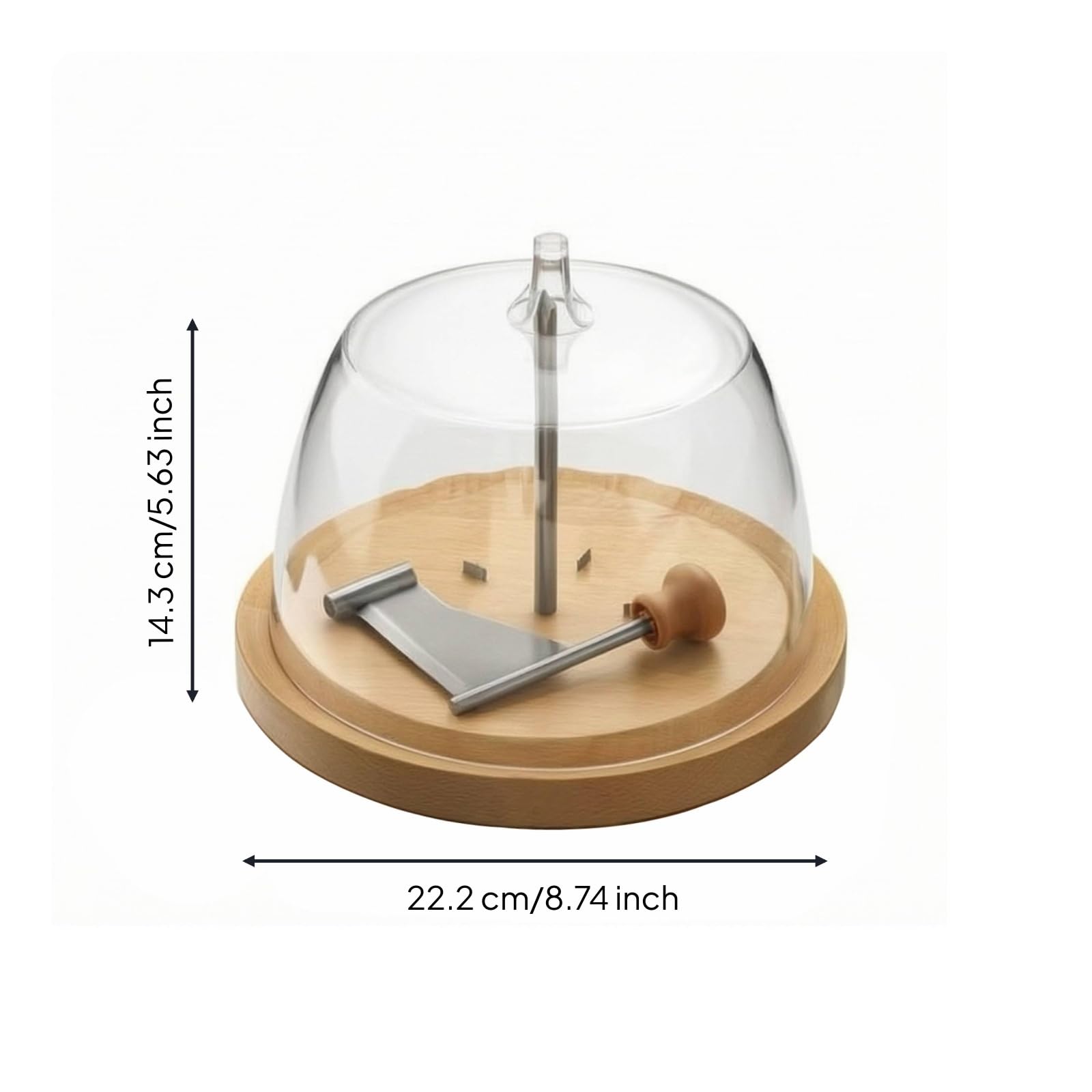 Plateau à Fromage avec Cloche Transparent Coupe-Fromage avec Poignée Creuse Multifonctionnel Coupe-Chocolat pour Amuse-Gueule
