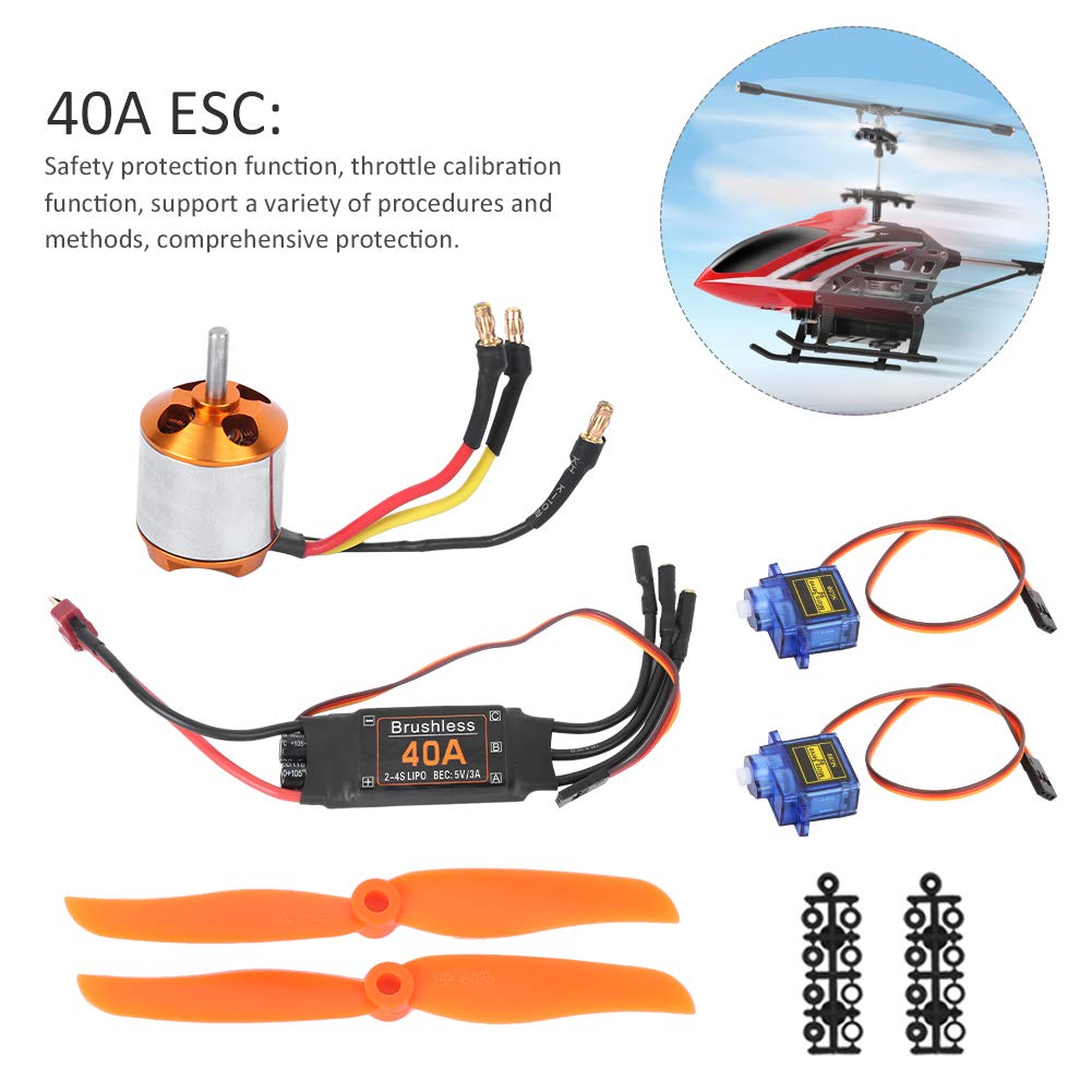 Componentes RC Helicóptero, Kit Profesional 40A ESC 2300KV Motor sin Escobillas 9G Servo Hélice, Componentes RC Avión Todo en para Modelismo RC, Drones, Helicópteros RC y Aviones RC