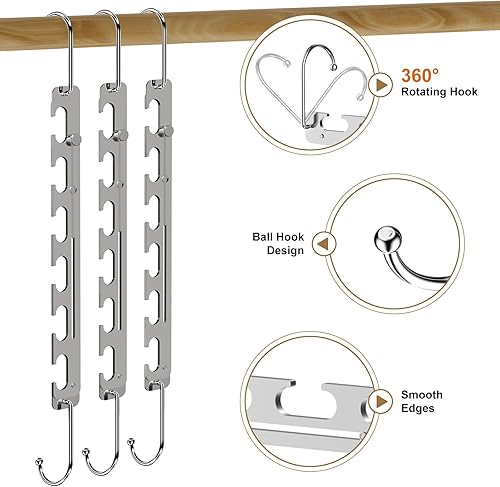 Miniatura 6 de Sindax Perchas telescópicas que ahorran espacio, 6 agujeros, se ajustan a 9 agujeros, perchas de metal resistentes mejoradas, ahorro de espacio para
