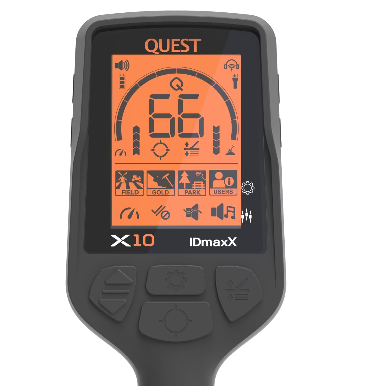 Quest X10 IDmaxx Profi Metalldetektor, Blade11 wasserdichte Suchspule, TurboD, Eingebauter USB-C Wiederaufladbarer Akku, Metallsuchgerät