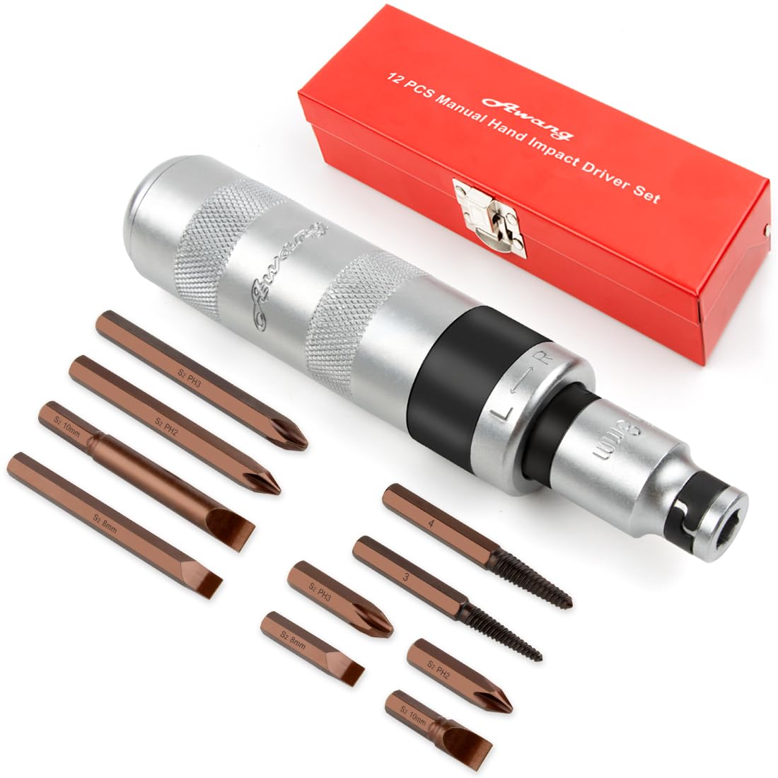 Tournevis à frapper manuel AWANG 1/2 coffret de démontage vis grippées