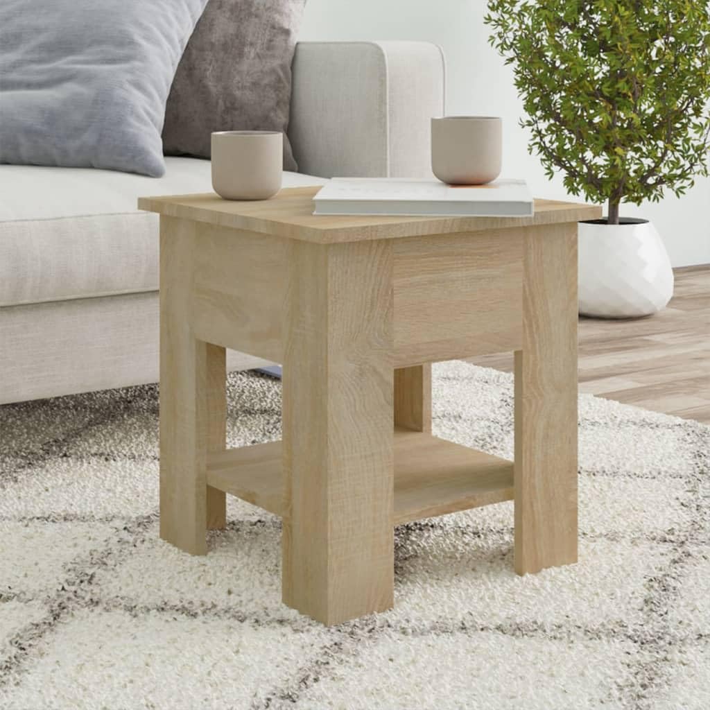 vidaXL Mesa de Centro Auxiliar Consola Mesita Salón Lateral Café Sofá Sala de Estar Muebles Decoración Color Roble 40x40x42 cm Madera Contrachapada