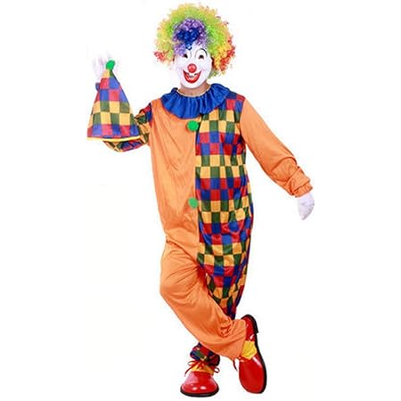 Amazon ピエロ衣装 フルセット 服 手袋 帽子 マスク レインボーアフロ コスチューム 男女共用 フリーサイズ アニメ 萌えグッズ 通販