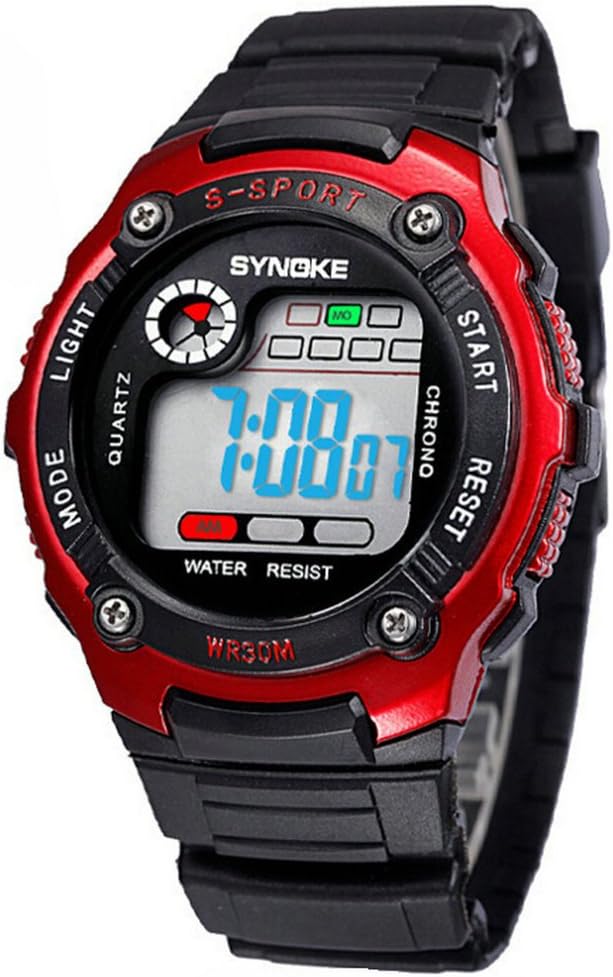 Water Resistant Digital Electronic Military Outdoor Wrist Sport Watch for Age 7-15 Years Old Red