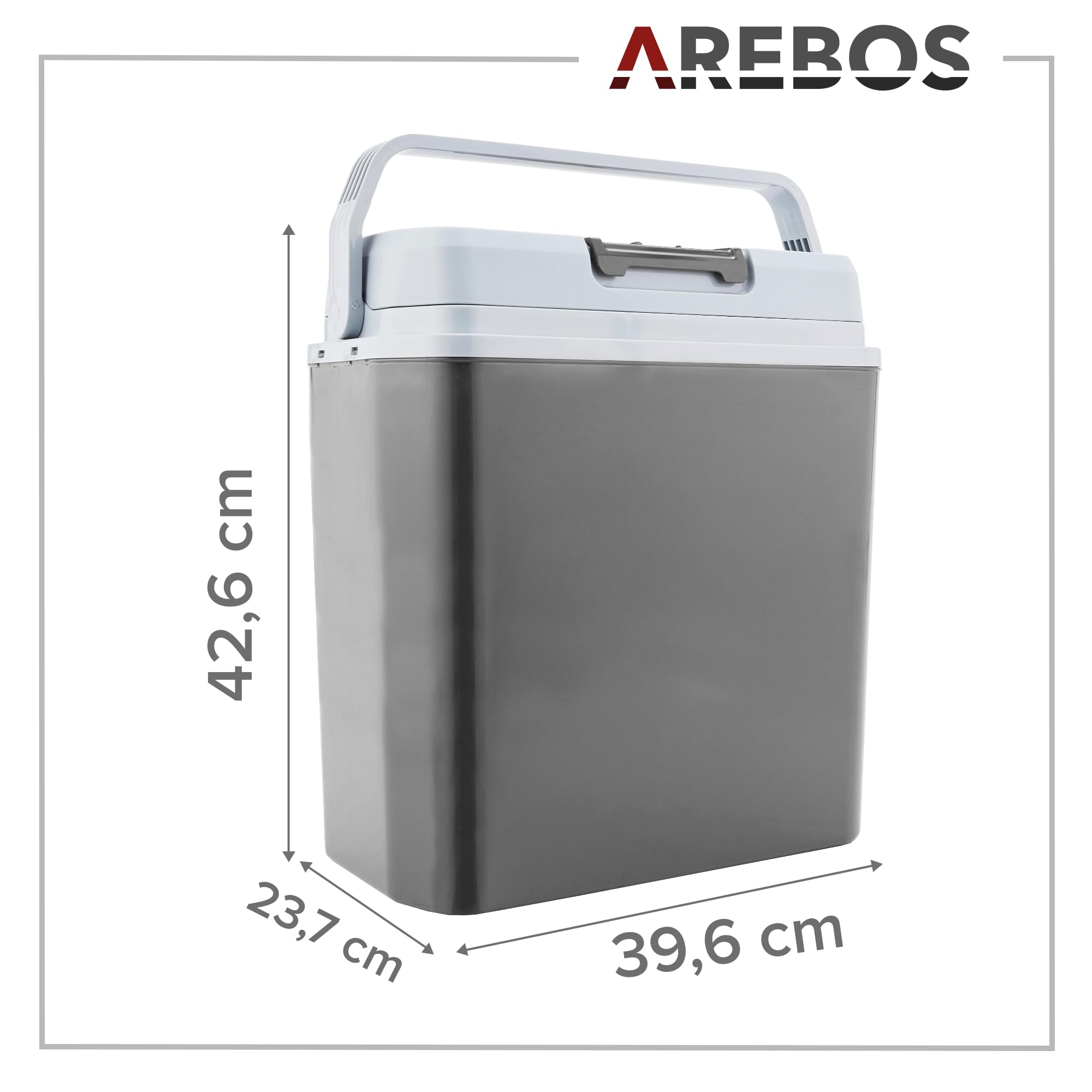 Arebos 20 Liter Kühlbox | zum Kühlen und Warmhalten | Mini Kühlschrank | Thermo-elektrische Kühlbox | mit ECO Modus | 12/230 V für Auto und Steckdose | elektrische Kühlbox