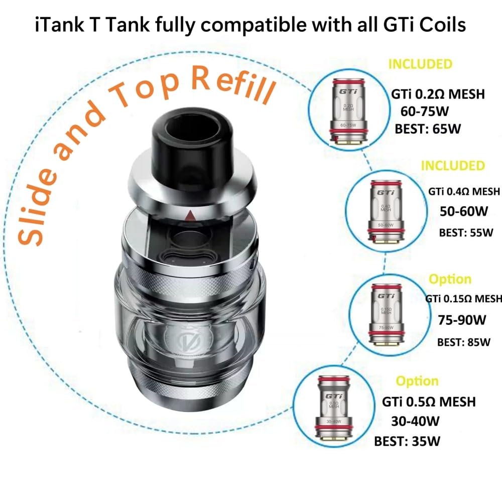 Kit GEN SE Vapo’resso Box Mod Vape Batterie 18650 (non incluse) 80 W 3 ml/6 ml Réservoir iTank T Bobine GTi 0,2ohm 0,4ohm Cigarette électronique DTL Original (Argent arctique) - No Nicotine