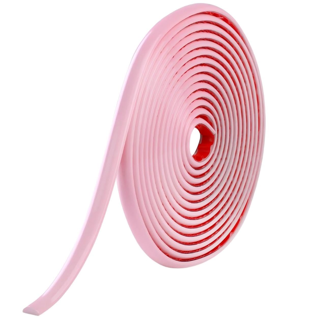 5M Self-Adhesive PVC Tile Edging Strip Flexible Backsplash Floor Edge Moulding Trim,Laminate Beading,Liner for Corner,Caulk Decorative for Furniture Mirror,Panel,Wall,Pink