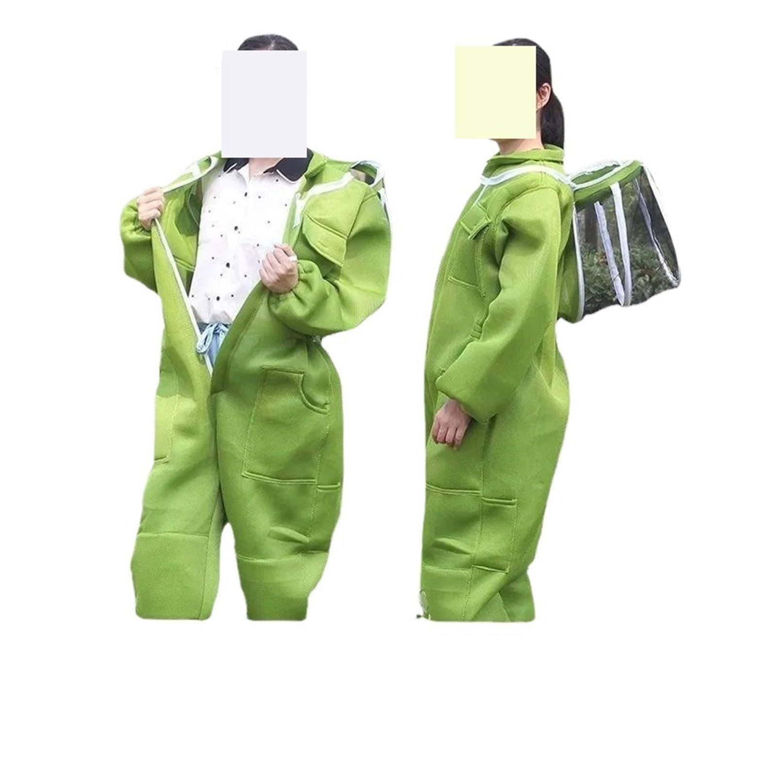 Traje de apicultor, Traje grueso de algodón verde a prueba de abejas, traje espacial de una pieza, traje protector de abejas for cultura(XL)