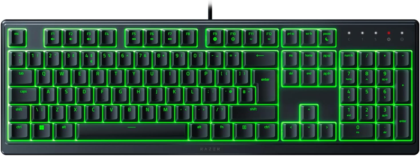 Ornata V3 X - Low Profile Gaming Keyboard (Silent Membrane Switches, UV-Coated Keycaps, Durable, Spill-Resistant Design, Ergonomic Writst Rest) UK Layout | Black