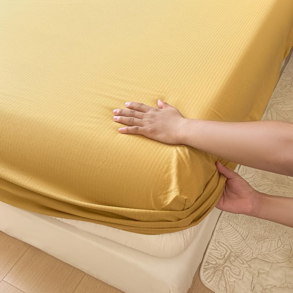 Highdi Housse Bedding Draps Velours Corail Housses Avec Une Rebord Élastiqueavec Protège Matelas Pour Enfants, Jeunes, Adulte (180cmx200cm,B Beige