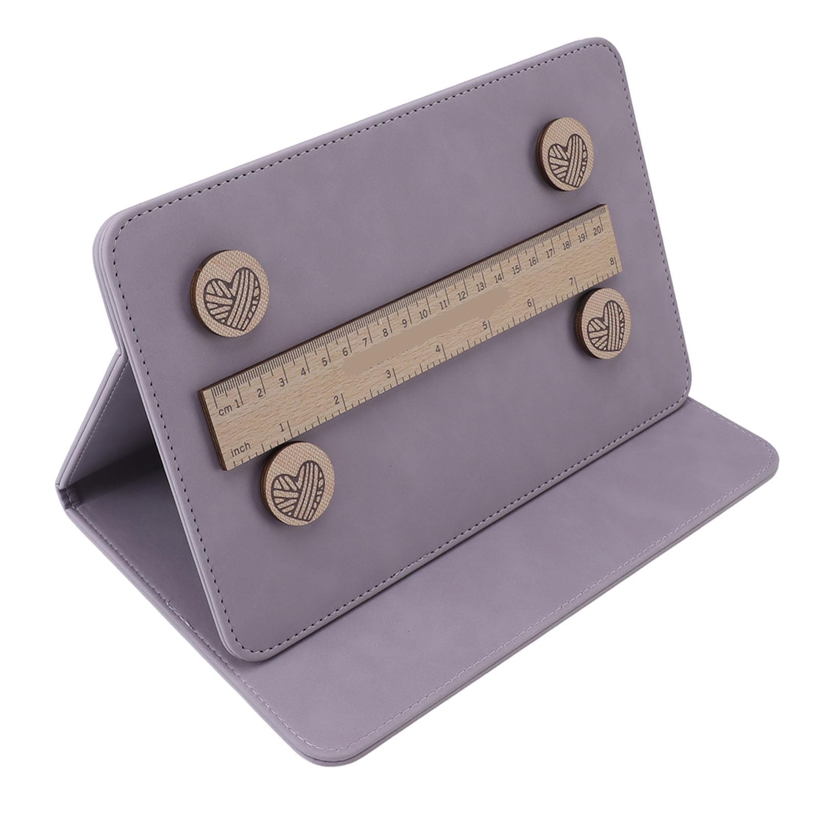 Porta grafico per lavorare a maglia, pieghevole all'uncinetto, strisce magnetiche in gomma su entrambi i lati con dischi circolari e righello, accessori per aghi portatili per uso domestico (viola)