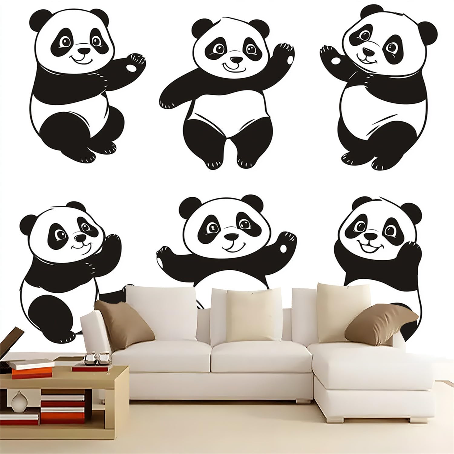Tapeta z włókniny 250 x 175 cm, słodka panda, wodoodporny papier kontaktowy do domu, sypialni, szafek i kuchni, biała tapeta fototapeta do salonu, korytarza