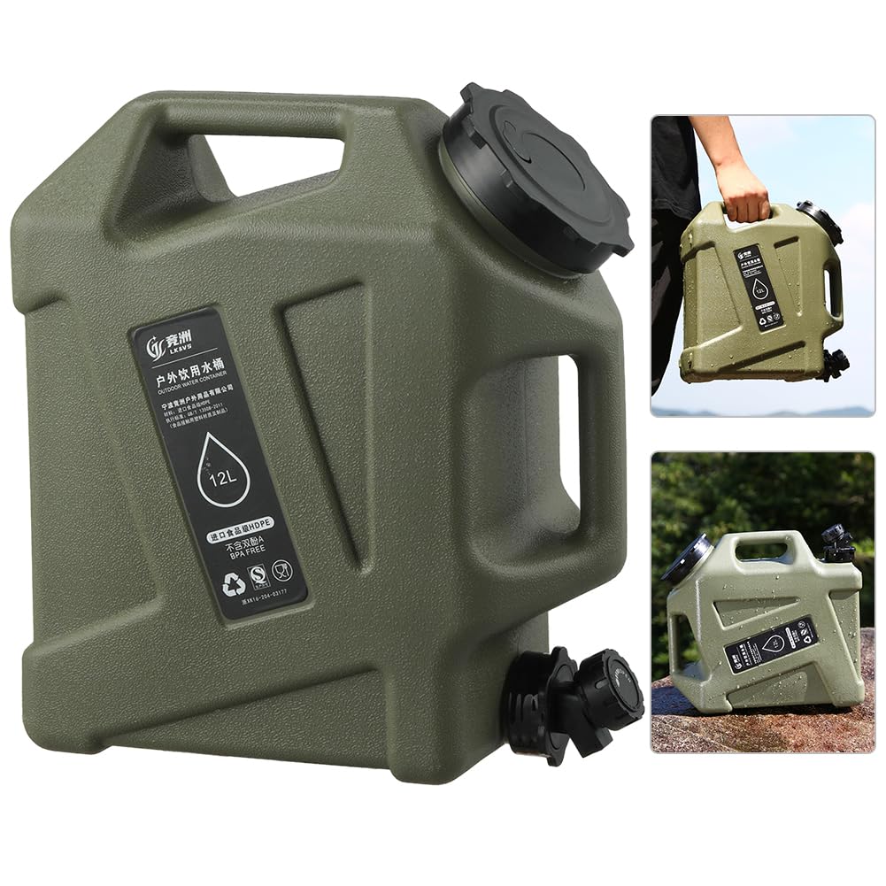 Starnearby Tanica per Acqua con Rubinetto, Serbatoio per Acqua Potabile Addensato, Contenitore per Acqua da Campeggio, Bidone Acqua con Rubinetto Staccabile con Tubo di Prolunga (A-12L Verde)