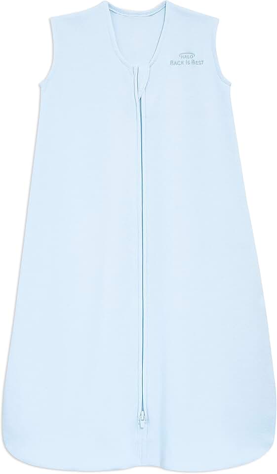 HALO SleepSack, 100% Cotton Wearable Blanket, Swaddle Transition Sleeping Bag, TOG 0.5, Baby Blue, Medium, 6-12 Months