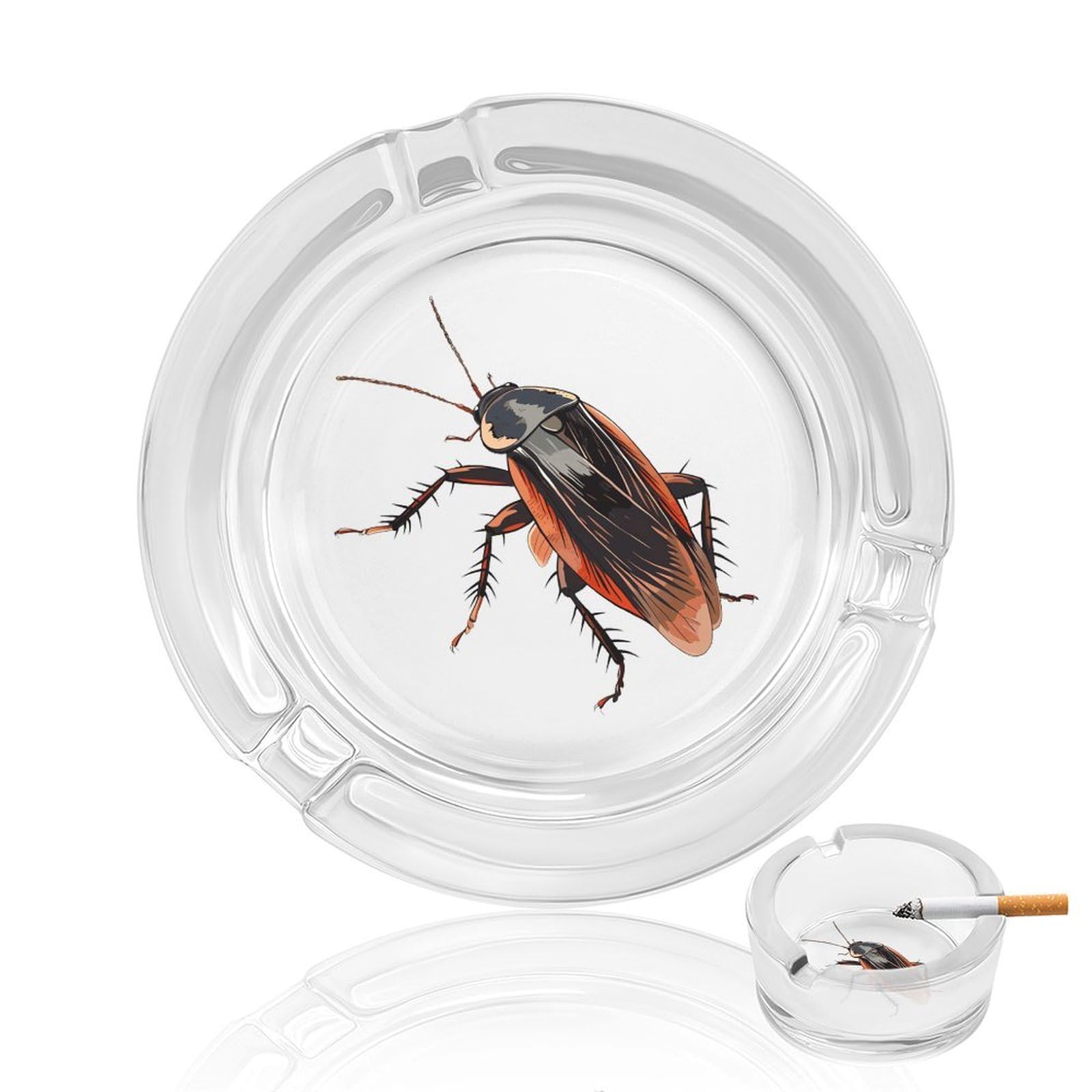 Cockroach Anime Ashtray Portable Round Glass Outdoor Ash Tray for Home Office Garden Pub